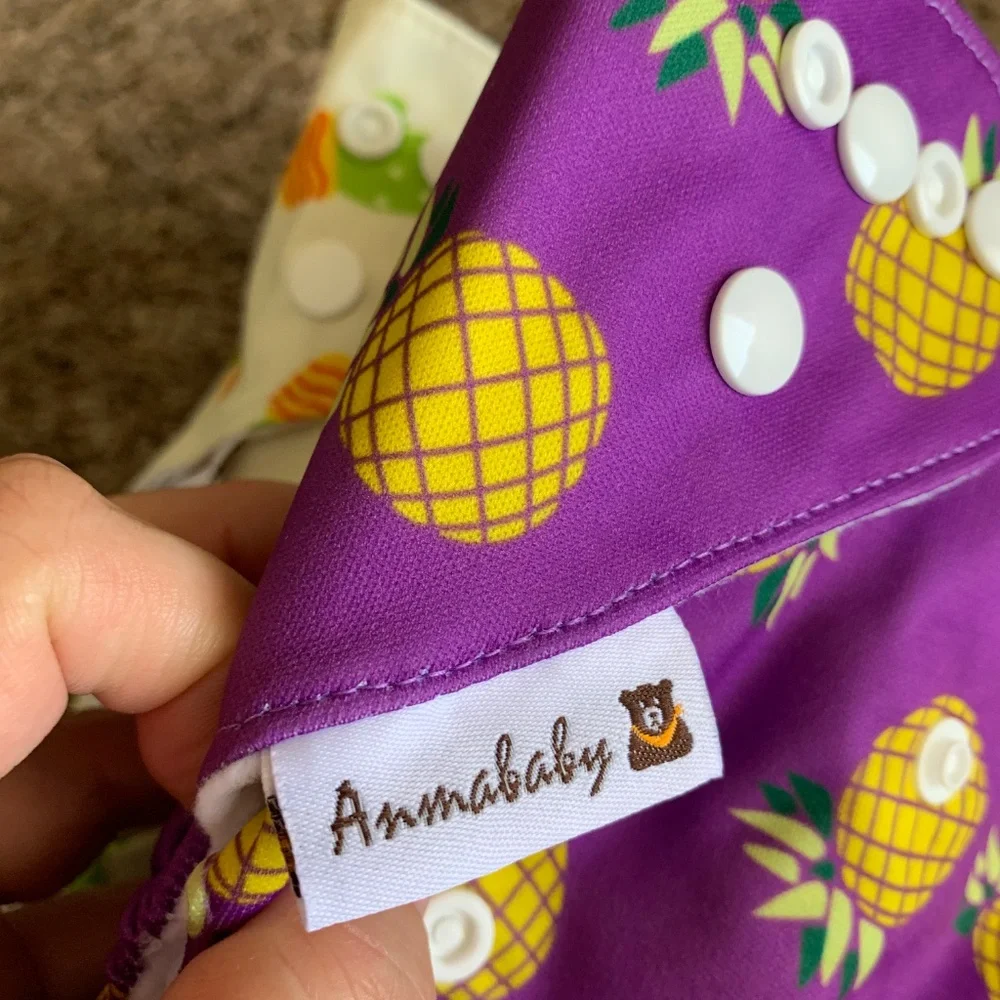 Annababy Cloth Diaper Lot Pocket w/ Inserts Cactus Pineapple Donut Dragonfly